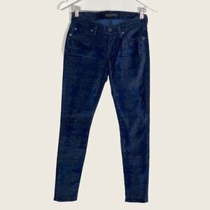 CLEARANCE - 7  For All Mankind 7FAMK Blue Flocked Damask Print Skinny Pants